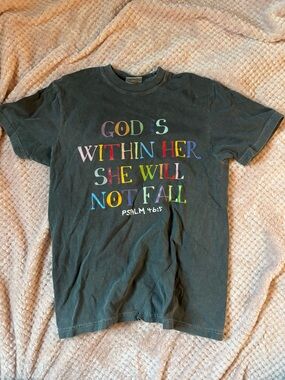 Comfort Colors Black Tee with Multicolor Faith Text